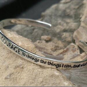 NWT Oxidized Religious Serenity Prayer Cuff Bracelet - 925 Sterling Silver